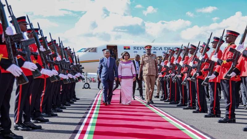 File image of President Joao Laurenco arriving at JKIA.